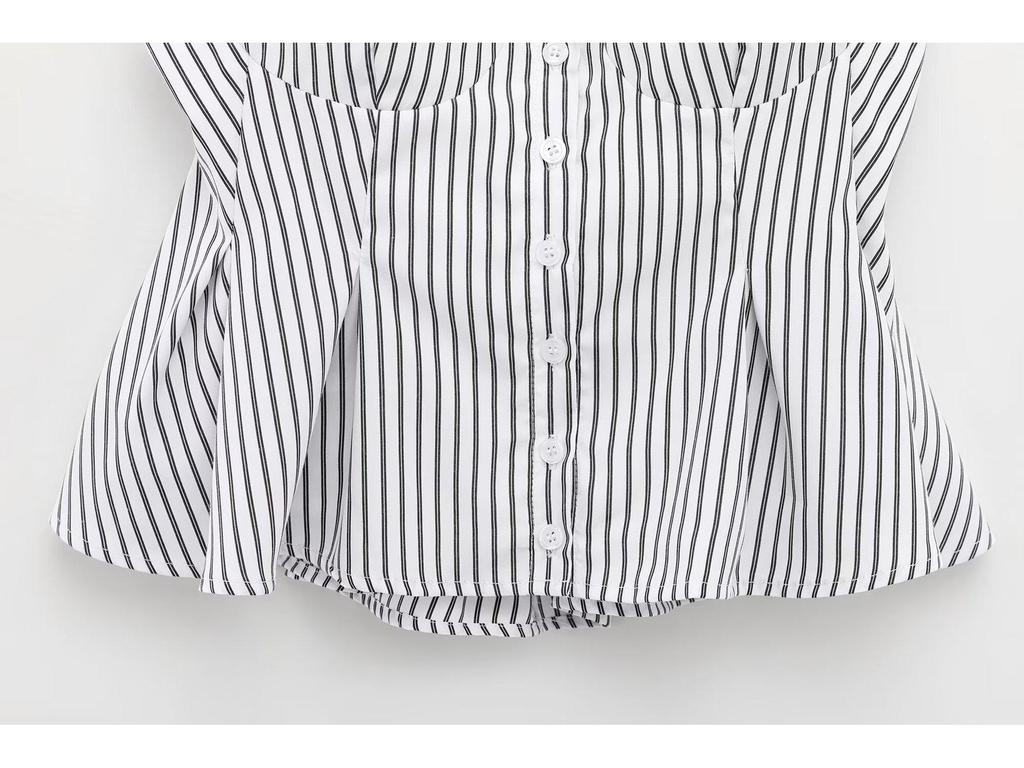 2025 Spring Sexy European & American Style Spaghetti Strap Pleated Poplin Top