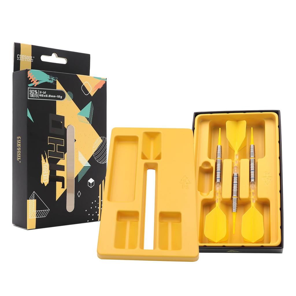 Cuesoul JIHO S6 Gram Tungsten Steel Soft Tip Dart Set with ROST T19 Integrated Flights 18/20 90% Two-Color (CSJH-90R18KJHS6)
