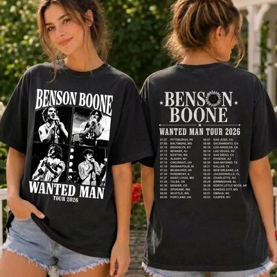 Summer Hot Sale Benson Wanted Man Tour 2026 T-shirt Men Women Rock Oversized Streetwear T-shirt Harajuku Hip Hop Punk T-shirt