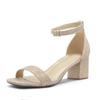 Available Plus-Size Women's High-End European & American Block Heel Sandals: Single Strap, Comfortable for Outdoor Wear.