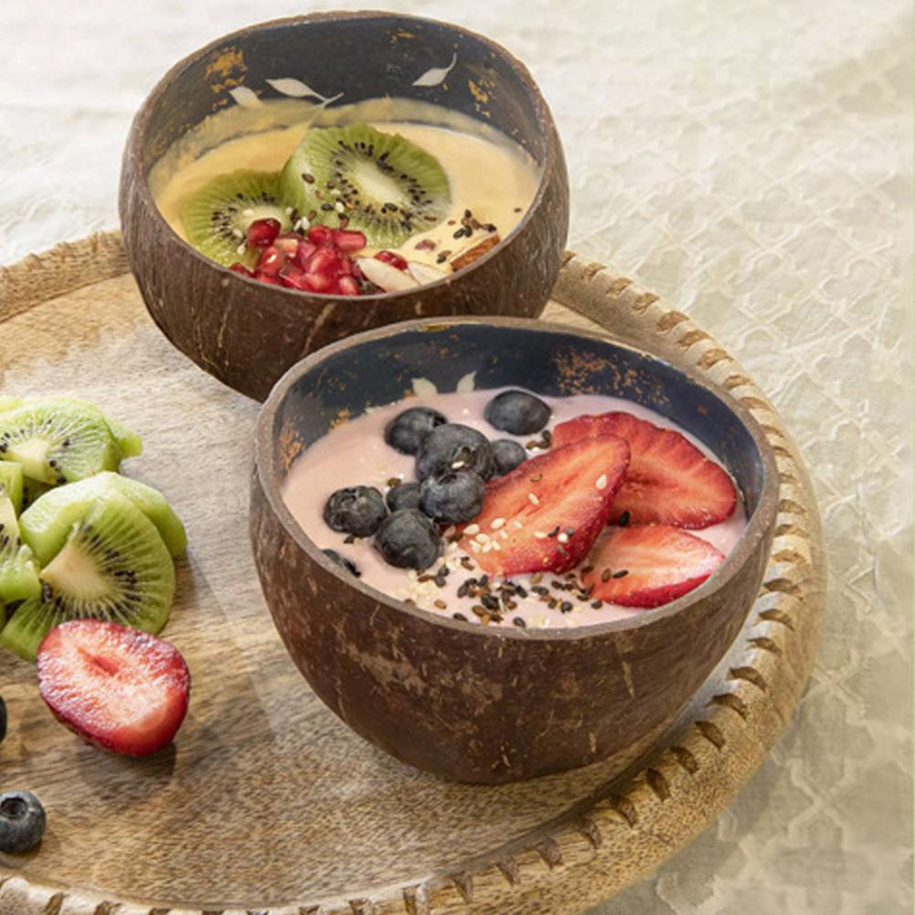Coconut Wood Bowl Vegan Gift from Natural Coconut Shells Smoothie Acai Buddha Bowls Rustic Serving Bowls Easy to Clean Artisanal