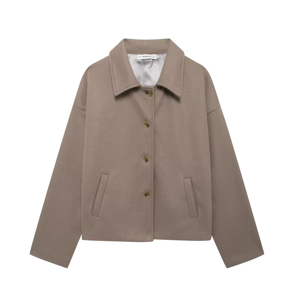 Ladies' Solid Color Fashionable Long Sleeved Button Casual Top,  Jacket Jacket Jacket