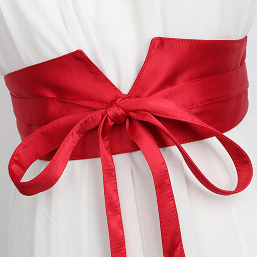 Ladies Underbust Corset Satiny Wide Waist Belt with Self Tie Rope Universal Women Formal Dress Shirt Coat Corset