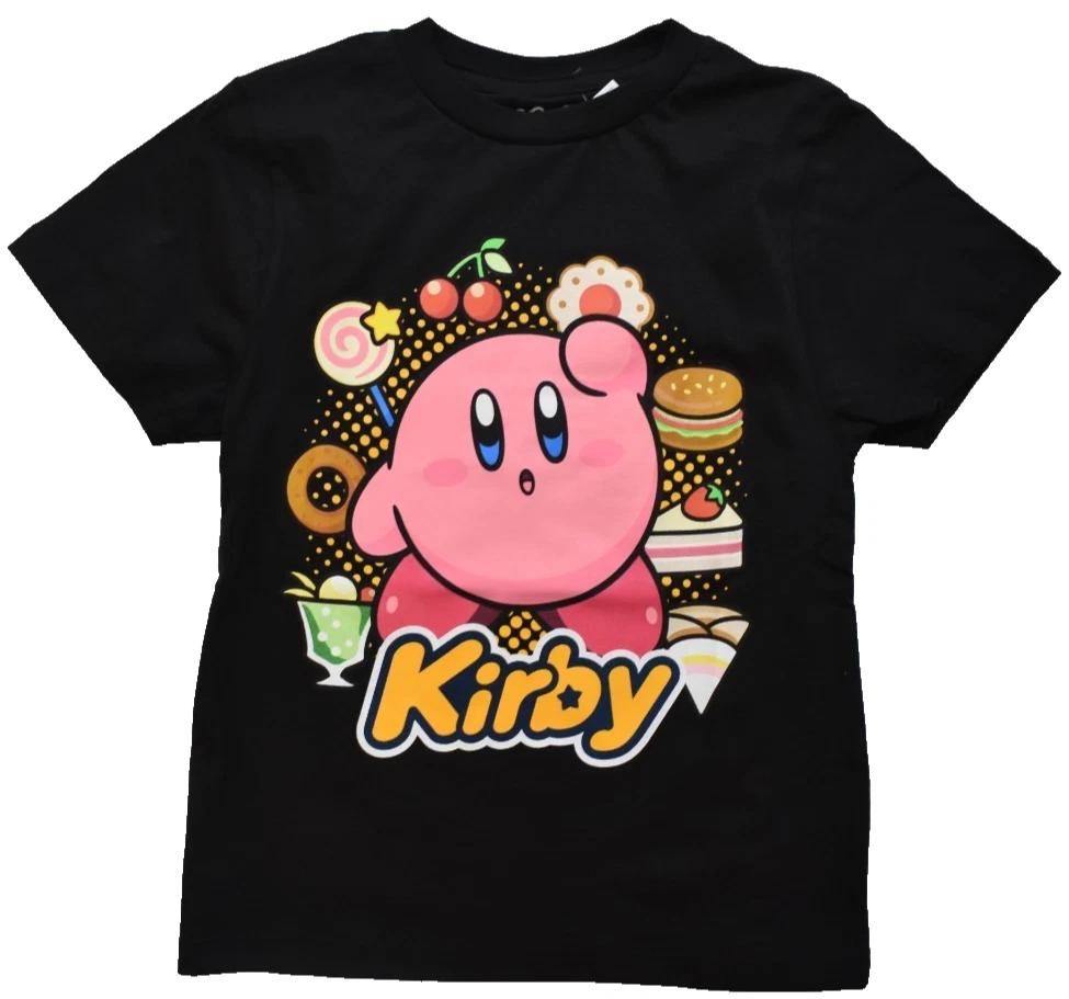 

Kirby Circle Of Food Video Game Print Youth Boys Black Shirt NWT Small S