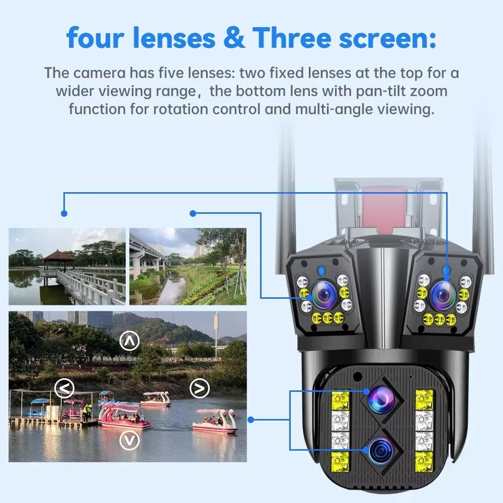 LS VISION Venkovní WIFI IP kamera 16MP 8K HD 10x optický zoom Automatické sledování PTZ Čtyři objektivy Tři obrazovky Vodotěsná bezpečnostní kamera CCTV