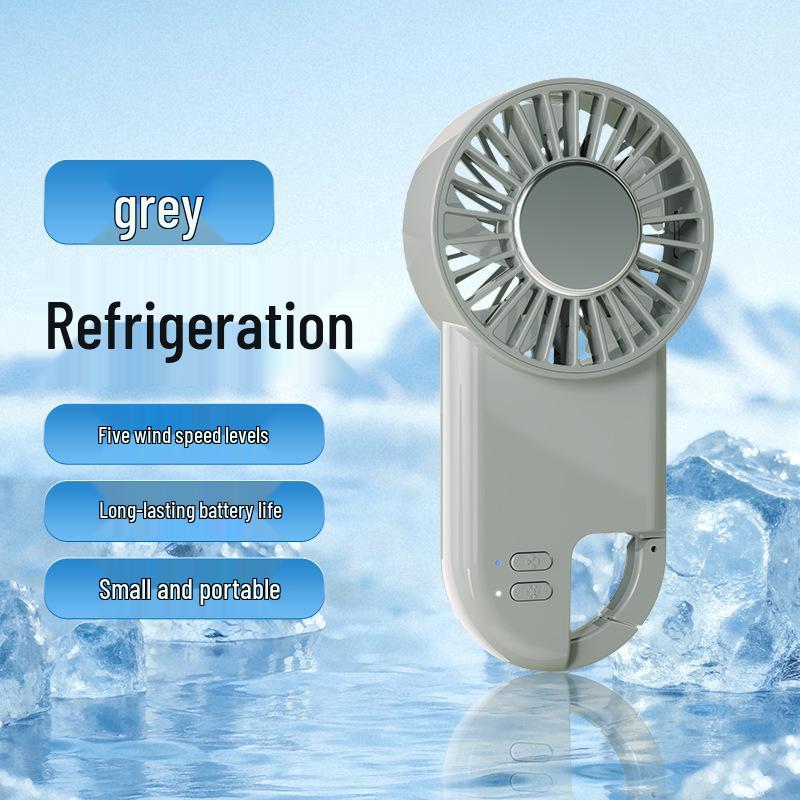 

Portable USB Mini Handheld Cooling Fan with Climbing Buckle 1800mAh Battery серый