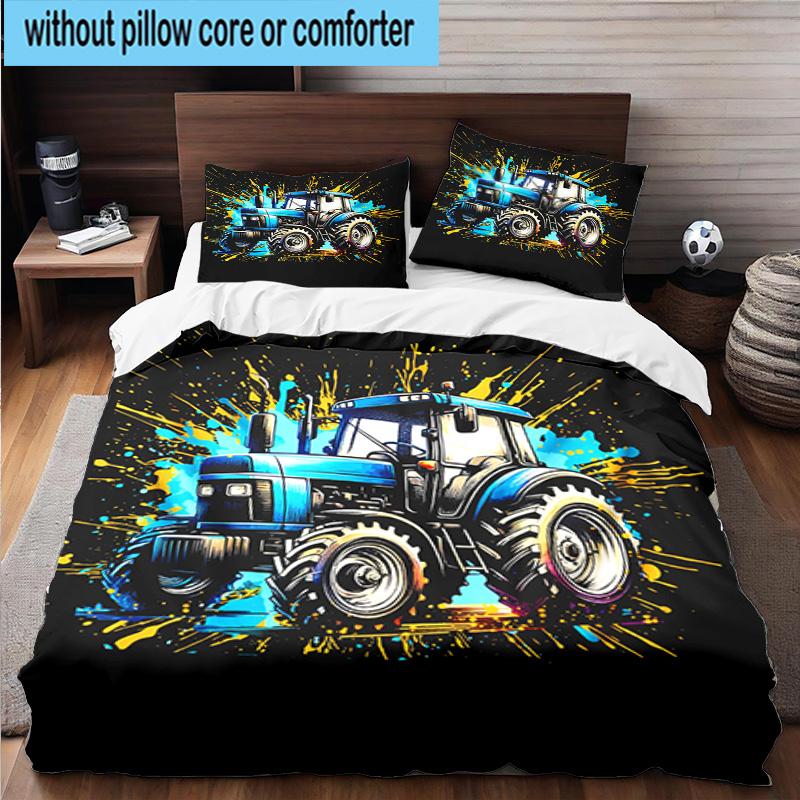 Electric Monster Truck Art 3pcs Bedding,Including 1pc Duvet Cover And 2pcs Pillowcases Perfect for Christmas,Ideal for Bedroom, Dormitory