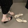 Rhinestone Thin Strap Flat Bottom Set of Toe Slippers for Women's Summer Wear New Fashionable Versatile Skirt Beautiful Cool Slippers