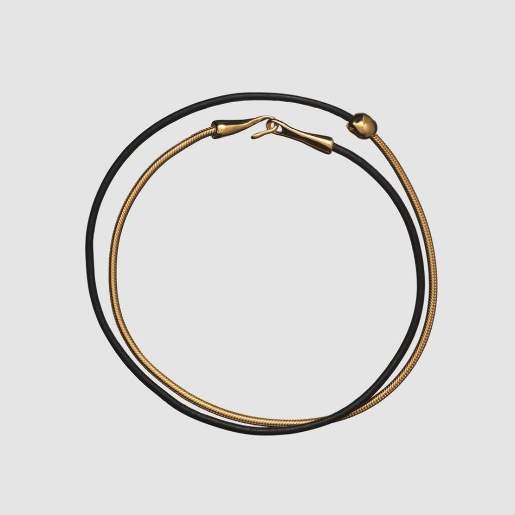 Wind Simple Texture Cowhide Splicing Snake Bone Chain Female Designer Necklace Niche High-end Clavicle Chain