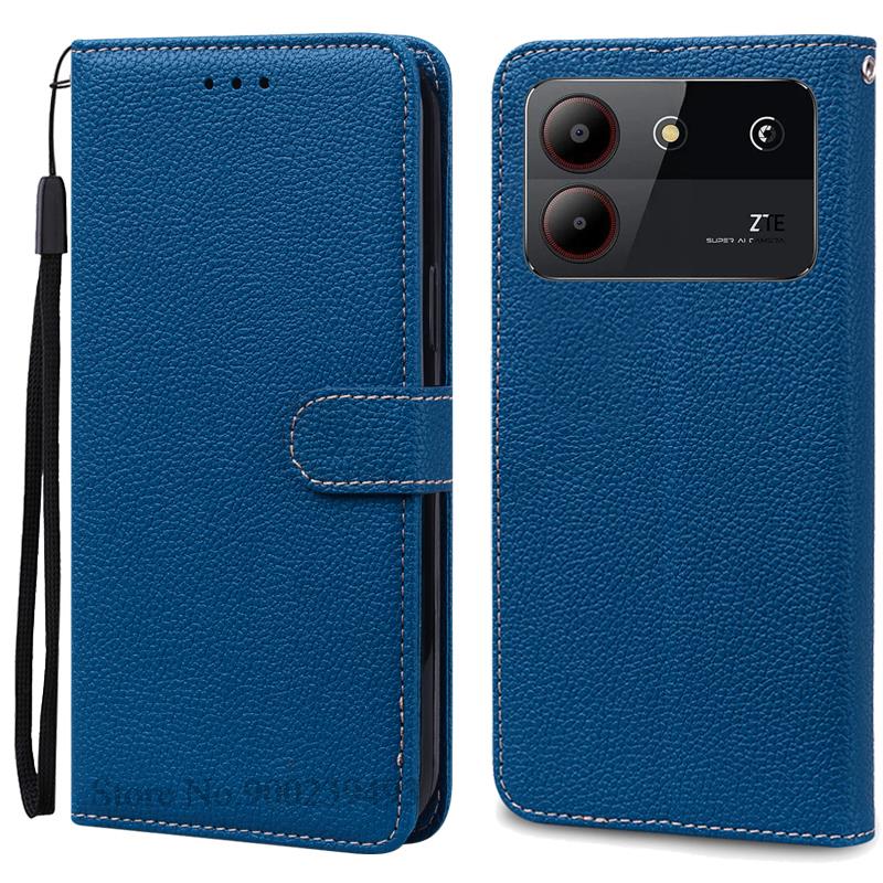 

Для ZTE Blade A54 чехол кожаный кошелек флип чехол для ZTE Blade A54 чехол Coque Fundas для ZTE Blade A54 чехол для телефона бампер For ZTE Blade A54 темно-синий