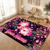 Floral Garden Theme Soft Crystal Velvet Rug Custom Name & Text Print Non Slip Floor Rug for Bedroom Living Room