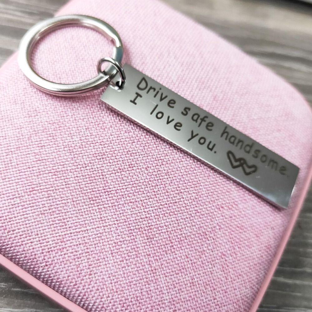 Stainless Steel Drive Safe Keychain Letter Keychain  Gifts for Valentines Day