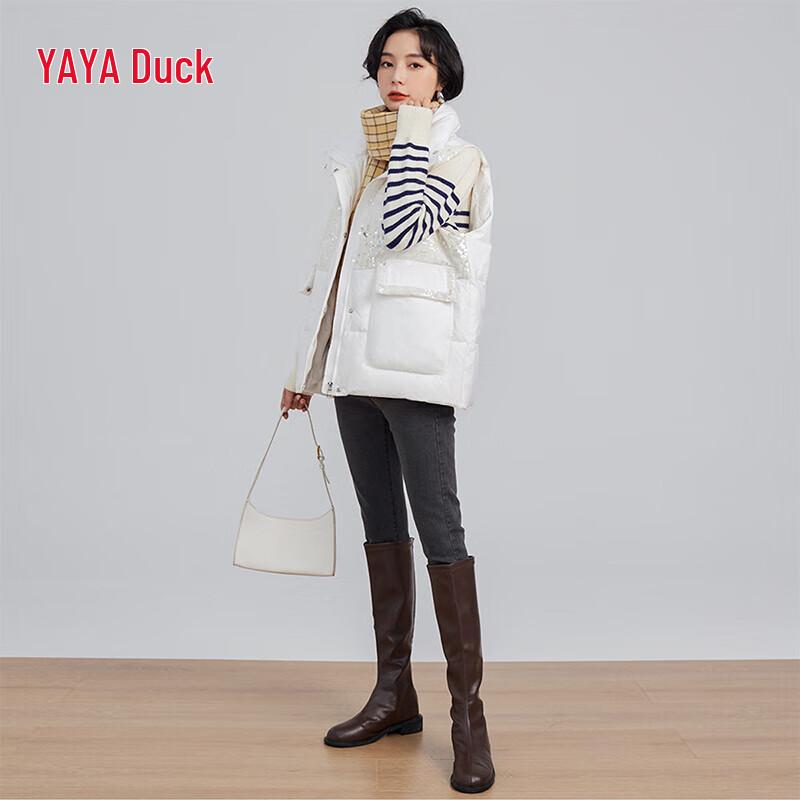 YAYA Women's 90% Duck Down Stand Collar Vest