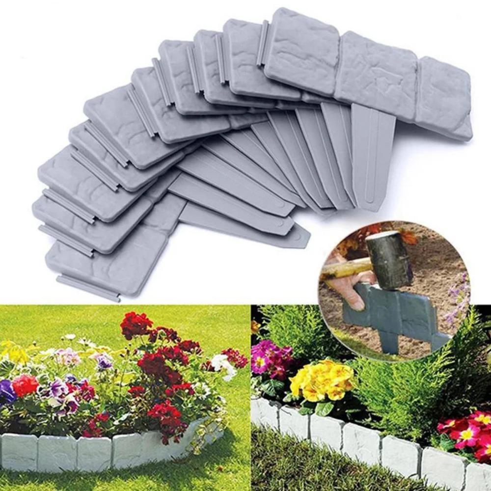 10Pcs  Outdoor Imitation Stone Plastic Fence In The Courtyard, Sheet Type Plug-In Fence, Small Fence, Villa Lawn Decoration, Gardening Partition