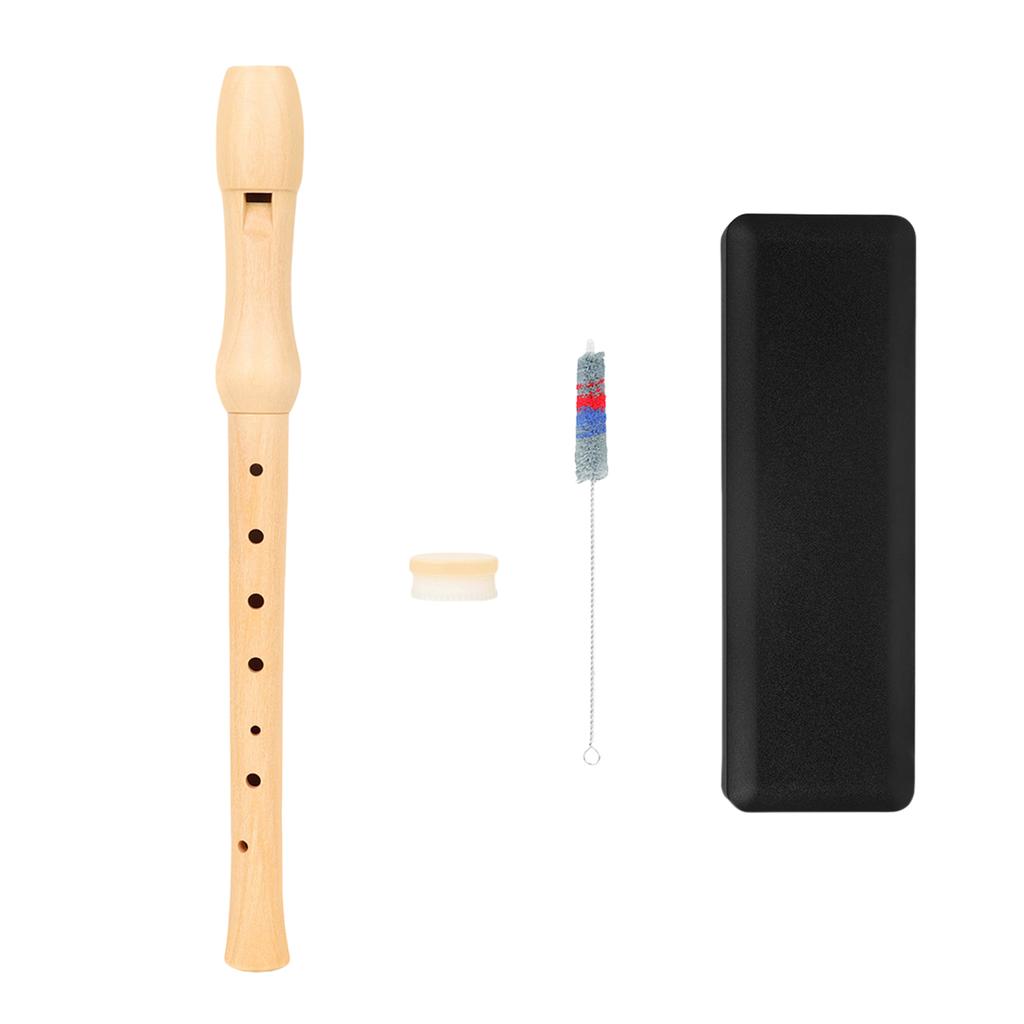 German British Fingering Treble Flute Soprano Recorder Instrument 8 Holes Clarinet with Cleaning Rod & Carry Case