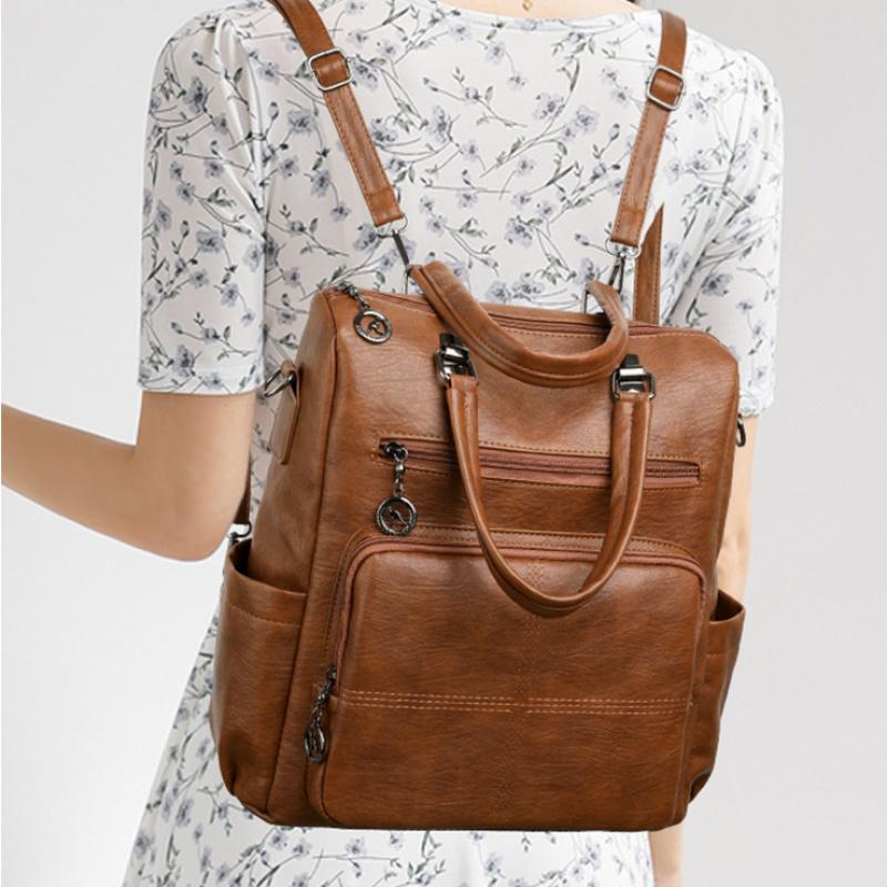 Damen Rucksack Handtasche Koreanischer Stil Multifunktional Umwandelbar Crossbody Handheld Rucksack Mit Goldfarbener Hardware Reise Tragetasche