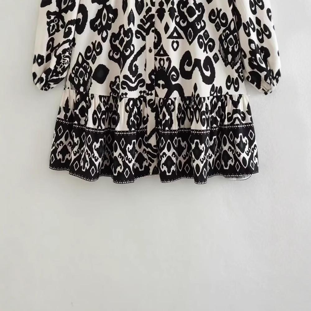 Spring 2025 Women's European-American Style Print Mini Dress