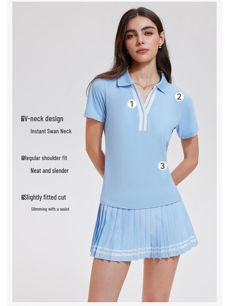 Damen Quick-Dry Tennis & Golf V-Ausschnitt Kleid mit Taschen - Anti-Exposure Fitness Rock Set