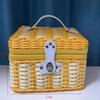 New Vintage PP Rattan Woven Storage Box with Lid, Portable Travel Case, Perfect for Wedding Gifts and Holiday Packaging