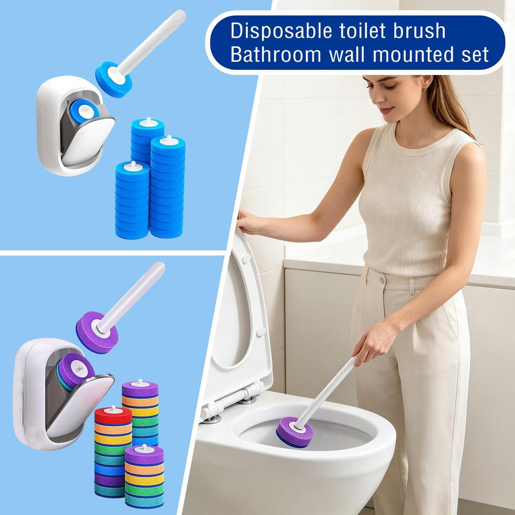 Disposable Toilet Brush Set with Wall Mount – Hands-Free Cleaning for Bathroom