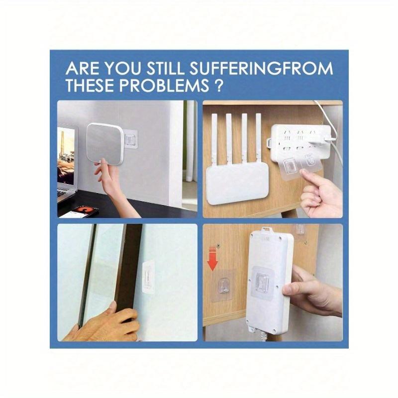 5 Pairs Clear Wall Hook, Adhesive Power Strip Rack For Household Transparent Strong Perforation-Free Storage Box Tissue Box Storage Shelf Clip Patch
