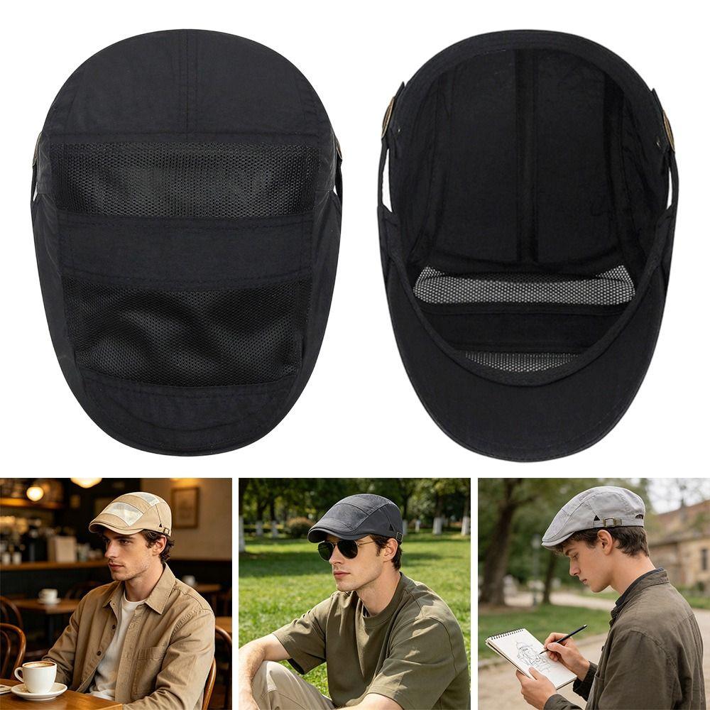 Fashion Summer Beret Hat Quick-Drying Adjustable Newsboy Hat Casual Solid Color Cabbie Hat Men Women