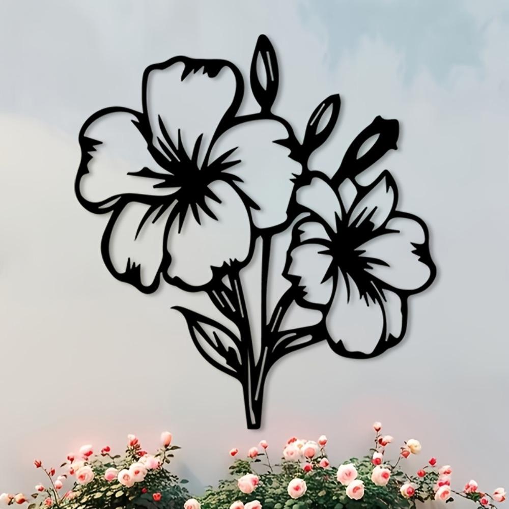 1pc Metal Wall Art Hibiscus Flower Decor for Living Room Indoor Outdoor Home Thanksgiving Birthday Party