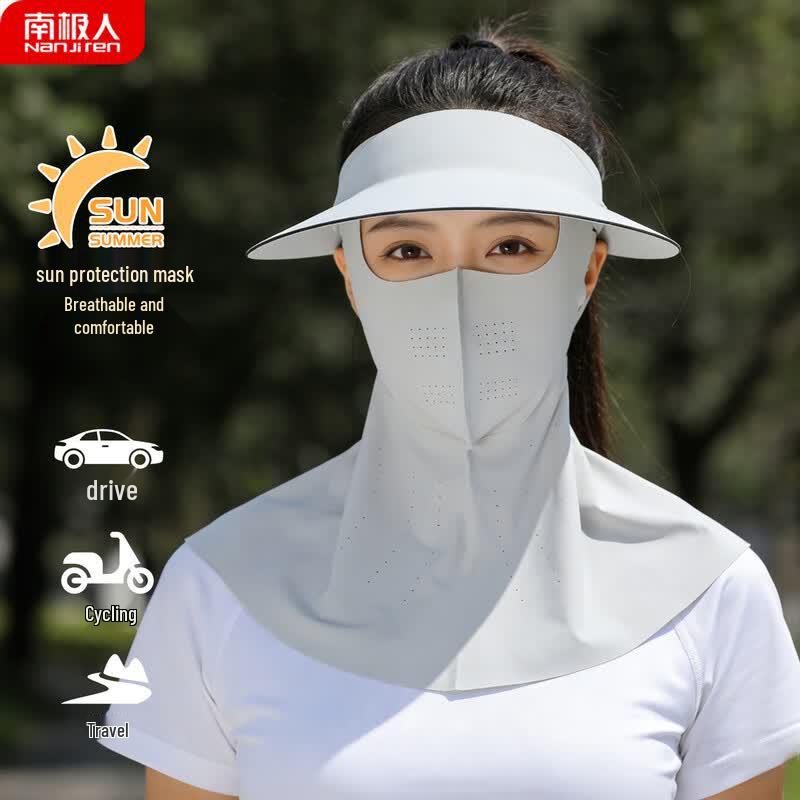 Nanjiren Women s Summer Sun Protection Visor Hat with Face  Neck Mask