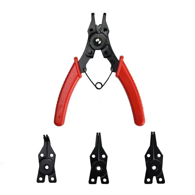 4 In 1 Circlip Pliers Set Snap Ring Pliers Multi Crimp Removable Plier Head Retaining Circlip Pliers Hand Tools