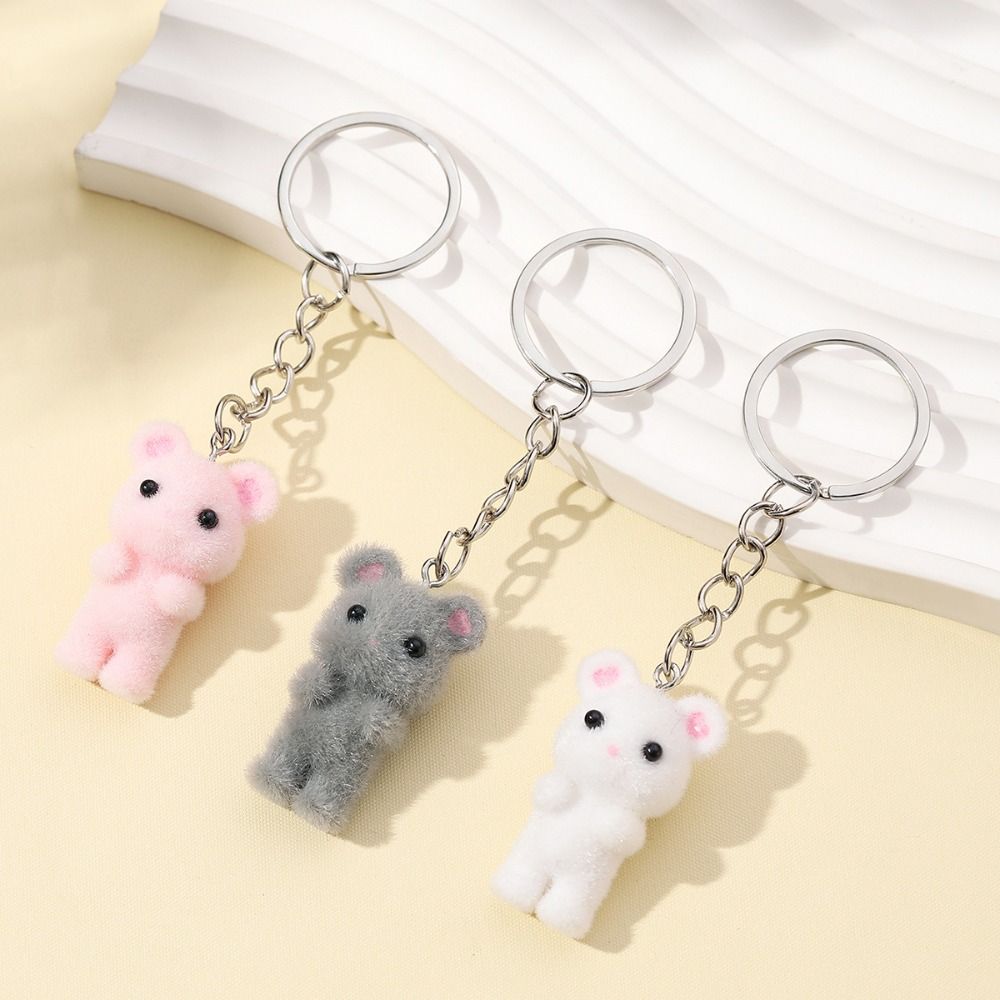 Fashion Plush Resin Mouse Keychain Creative Backpack Pendant Bag Accessories