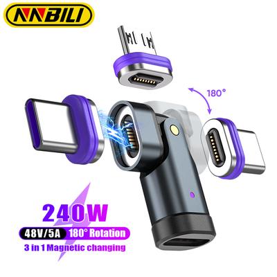 NNBILI 240W Magnetic USB C Adapter 16Pin C To C Fast Charge Cable USB C Female Converter for Samsung iPhone Xiaom Macbook