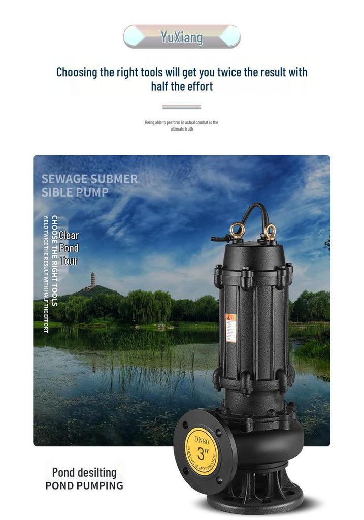 WQ Custom Mixing Cutting Submersible Sewage & Rainwater Pump 1.1-110kw