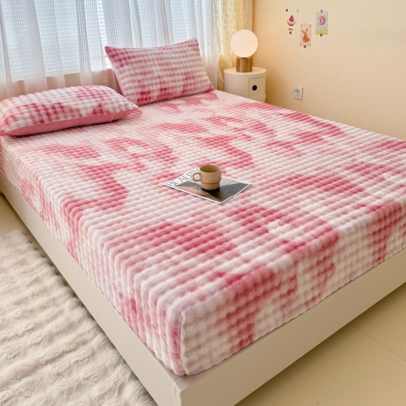 Plush Bedsheet Warm Fitted Sheet Soft Bed Linen for Winter Home Sheets Non-slip Bed Cover sabanas para cama (No Pillowcase)