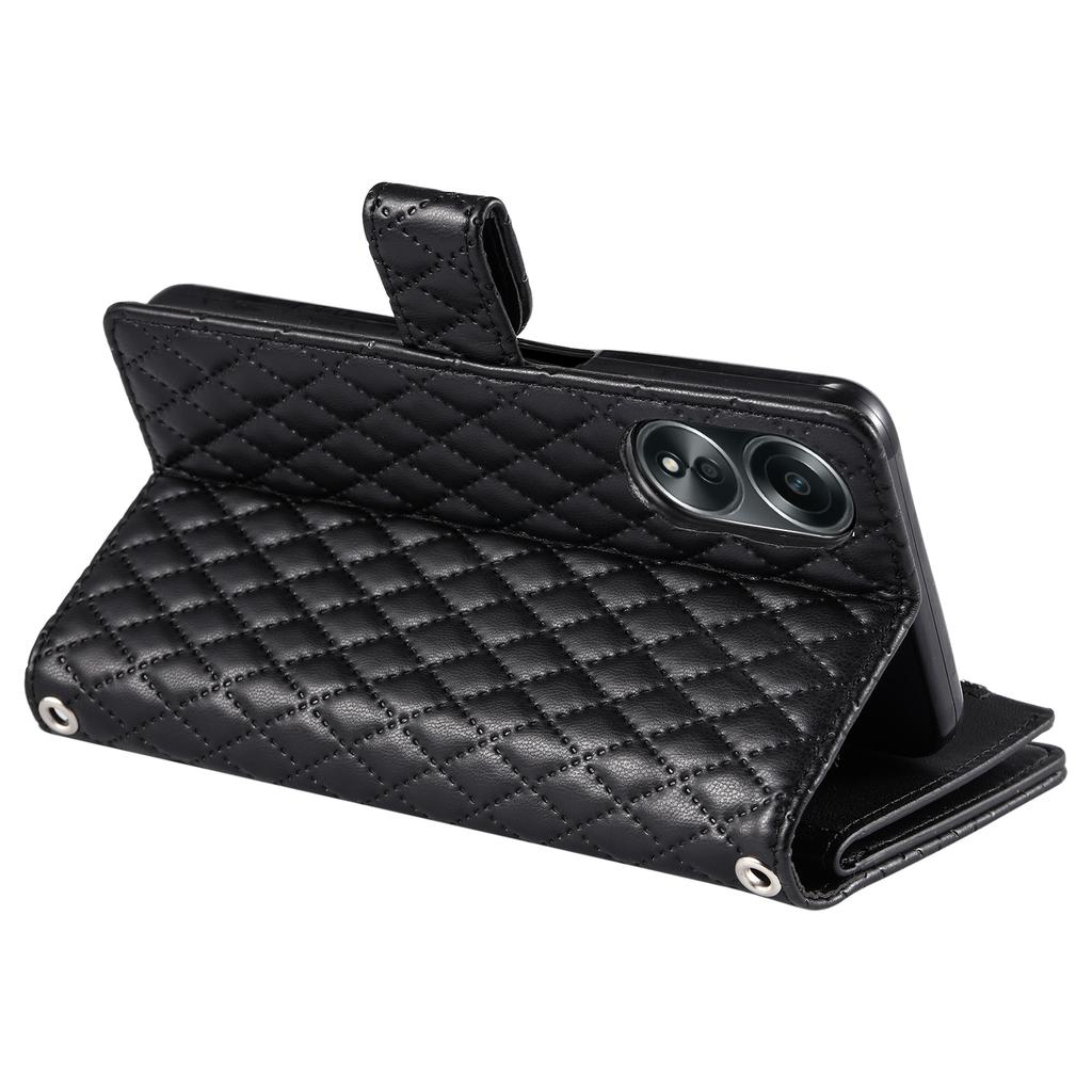Style 012 for Oppo A58 4G Zipper Wallet Case Rhombus PU Leather Drop-proof Phone Cover