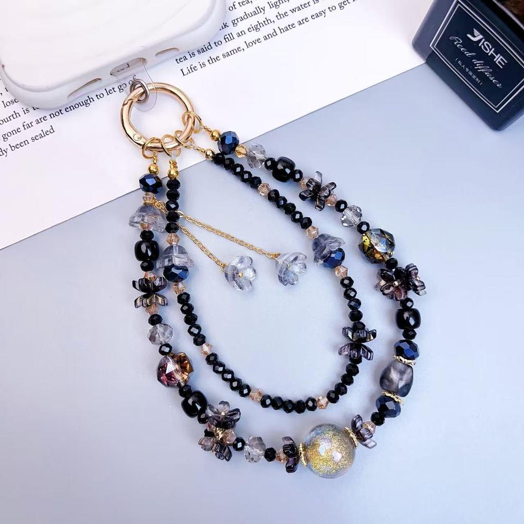 High-End Handmade Crystal Beaded Phone Chain Pendant Keychain for Women