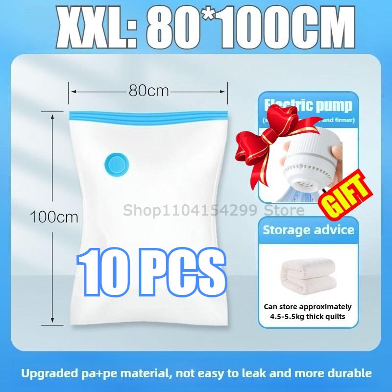 1-10PCS Vacuum Storage Bag Travel Organizer with Pump Leakproof & Scratch-Resistant for Clothes Blankets Bedding Space-Saving