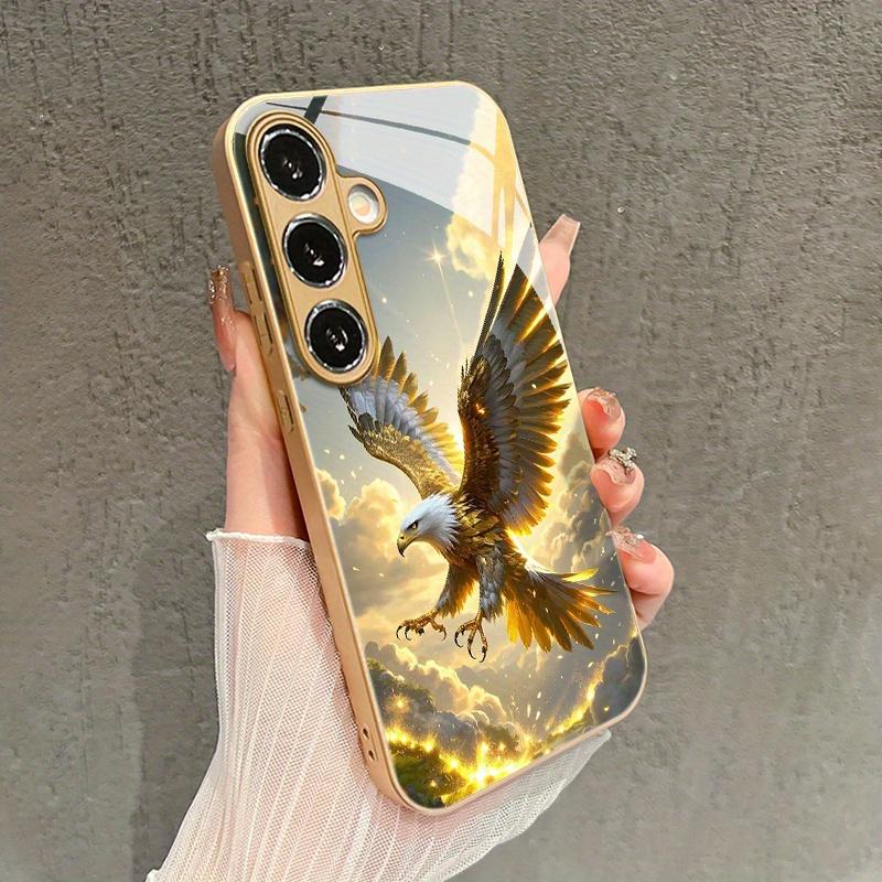 

Гальванизированный золотой новый чехол для телефона для Samsung Galaxy S26 Ultra S25 Plus S24 S23 S22 fe закаленное стекло Художественные текстурные узоры For Galaxy S26