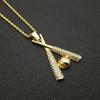 Gold-Plated Titanium Steel Diamond Baseball Pendant Necklace