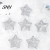 Christmas Hanging Ornament 6Pcs Sparkling 3D Star Shape Pendant with Lanyard Glitter Tree DIY Craft Party Decor
