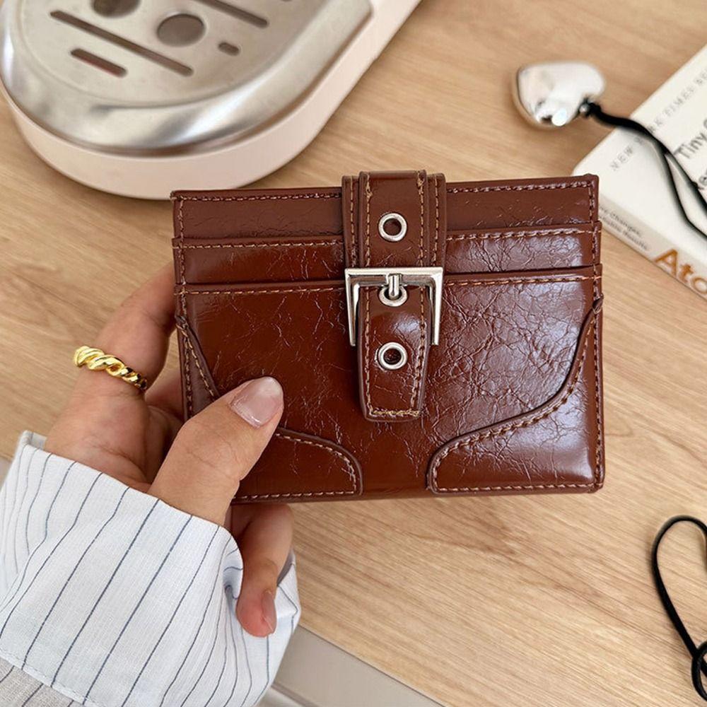 Korean Style Card Bag Purse PU Leather Card Holder Women Short Wallet Card Storage Bag