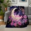 "Enchanted Celestial Crescent Moon Wall Art Print"Blanket Flannel Throw Blanket for Sofa, Bed, Travel, Camping, Office