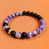 This 8mm purple imperial stone+obsidian natural stone hand-woven bracelet is suitable for both men and women and is a perfect choice for everyday wear