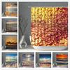 Seawater Shower Curtain Set Waterproof Fabric Seascape Setting Sun Glittering Water Ocean Bathroom Curtains Golden Bath Screen