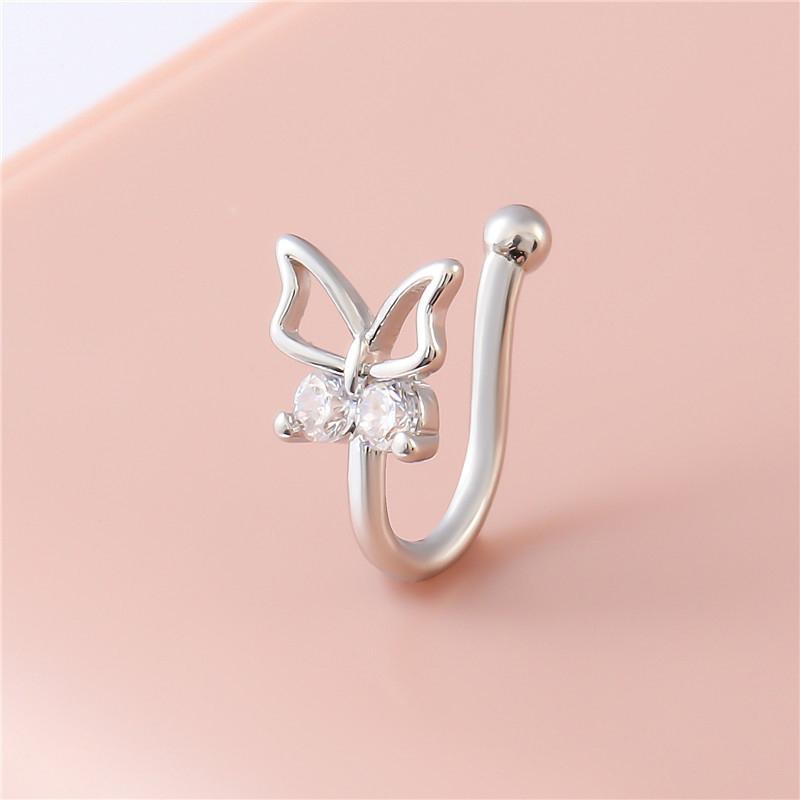 

Модное кольцо для носа в виде бабочки, U-образная клипса, кольцо для носа, гнущееся кольцо для носа для женщин, девушек, клипса для носа без пирсинга, подарки