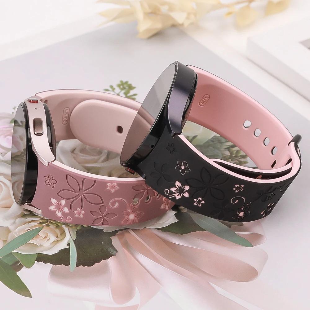 Graverat armband för Samsung Galaxy Watch 7/5 Pro/4 6 Classic 40 44mm Silikon Sport Utan Mellanrum Armband correa Galaxy Watch 7 Armband