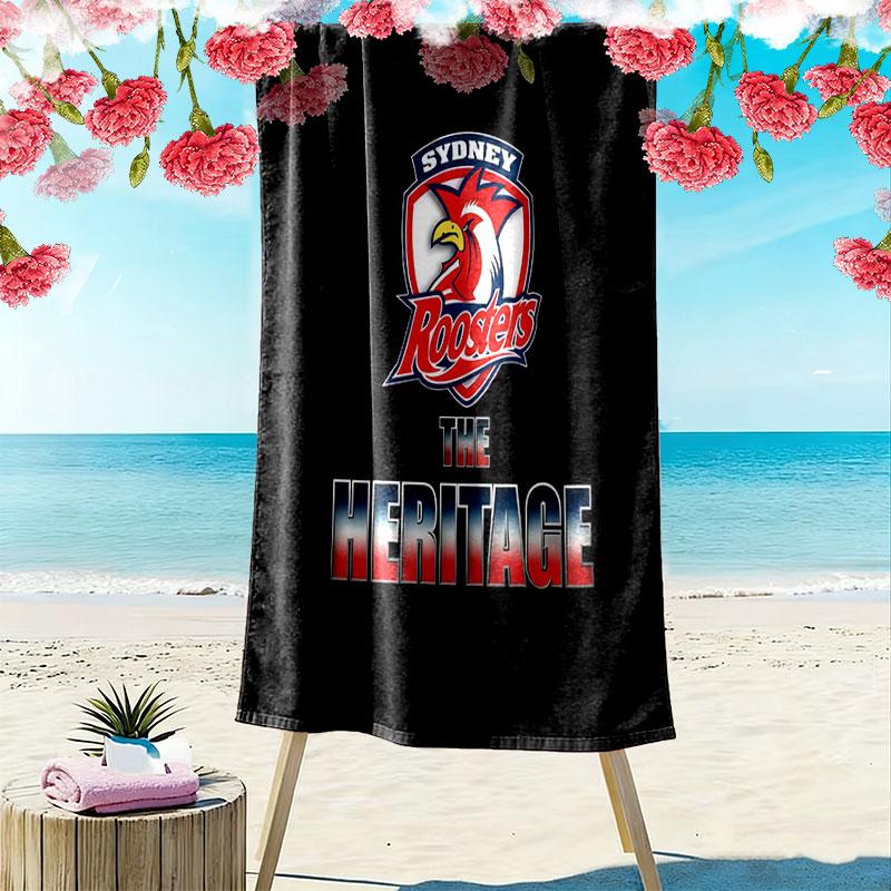 Sydney Roosters Fight Print Beach Towel, Large Soft Quick Dry Towel for Beach Camping Swimming