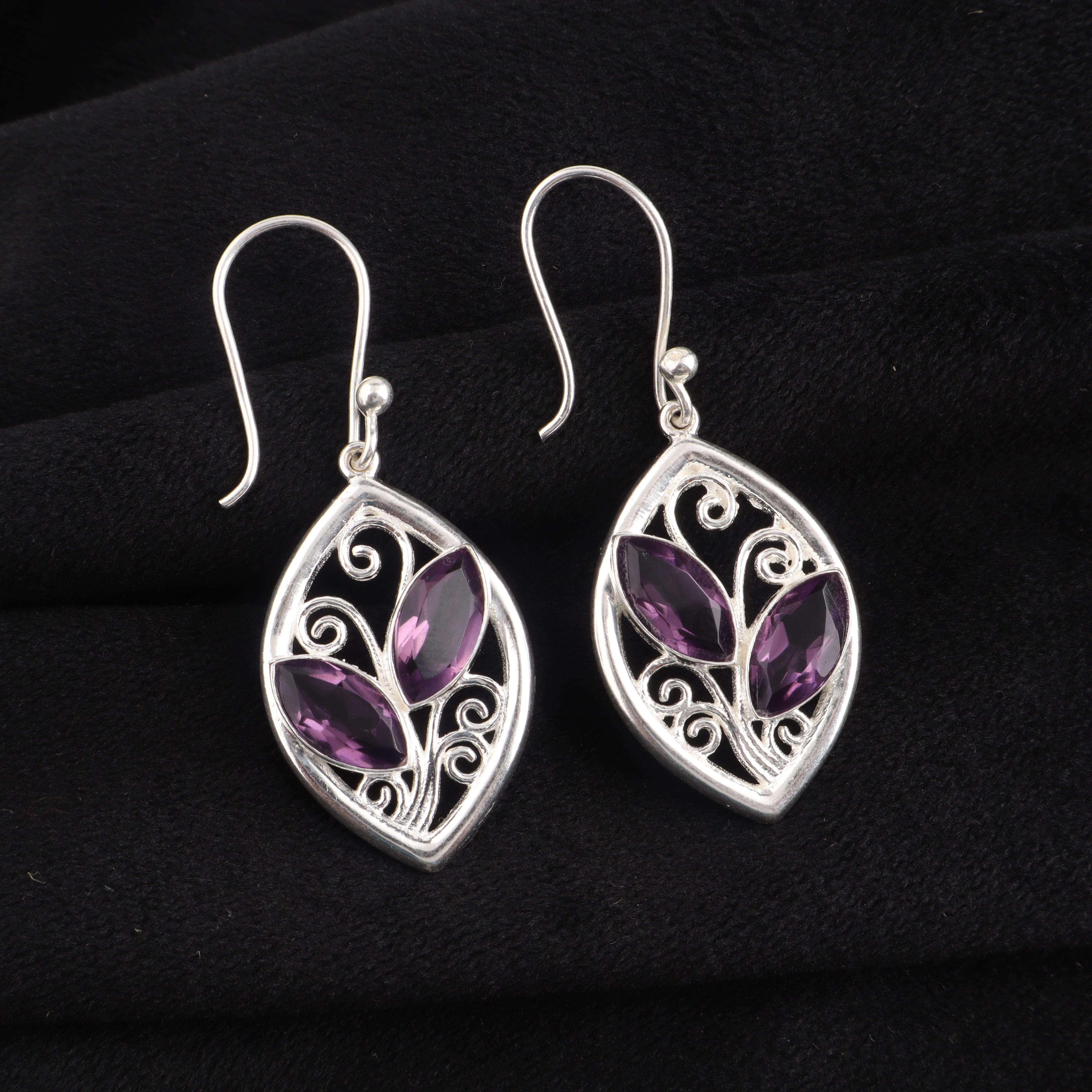 

Аметист Драгоценный камень 925 Стерлинговое серебро Ручной работы Серьги-подвески 1,2 , Свадебные украшения для женщин, Подарок для матери CE-24-5