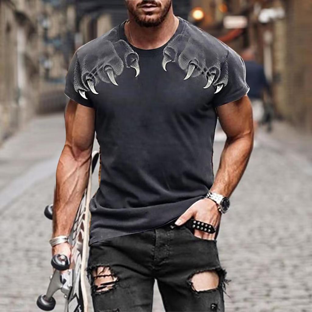 Summer Round Neck 3D American Independence Day Printed Top Fashionable Casual Short Sleeved Men's T-shirts