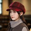 British Style Retro Plaid Bere Hat for Women In Autumn and Winter New Casual Versatile Painter Hat Windproof Warm Newspaper Boy Hat