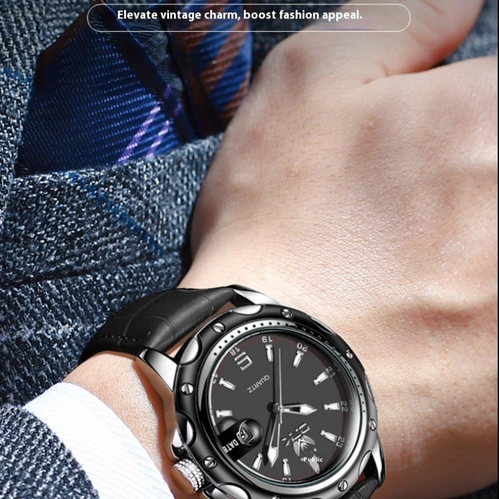 OPK Watch Magnifying Glass Calendar Luminous Men's Belt Sports Watch